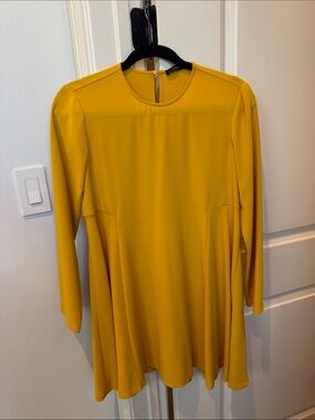 Zara Yellow Long-Sleeve A-Line Dress